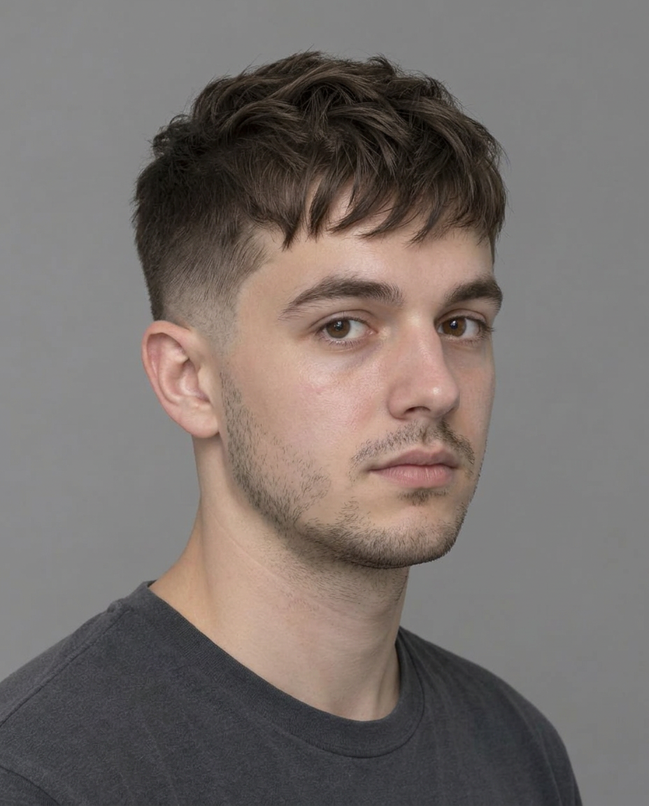 After: textured crop with a mid taper fade