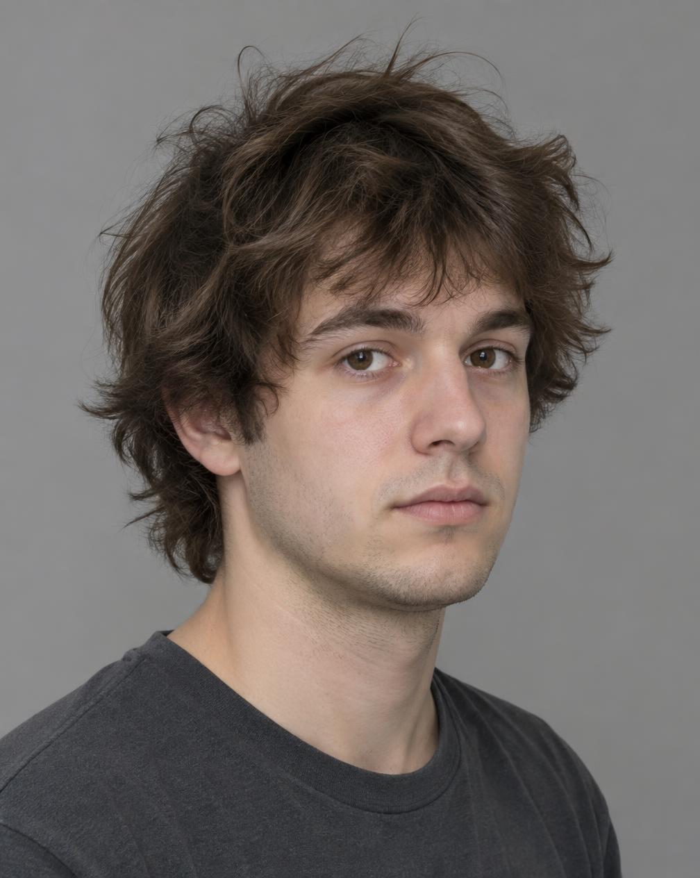 Before: overgrown messy hair, flat studio light
