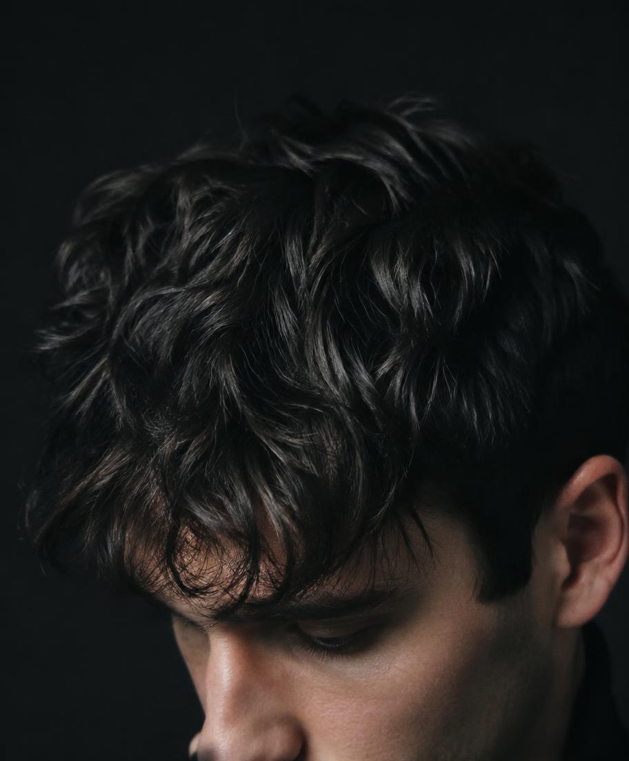 Close-up of a textured men's fringe